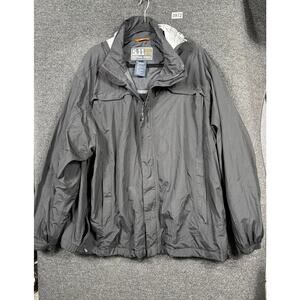 5.11 Tactical Series Jacket Mens 2XL Black Hooded Windbreaker Nylon Outdoor Coat